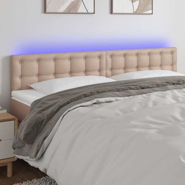 Maison Exclusive - LED Hovedgærde Cappuccino 200x5x78/88 cm Simil læder