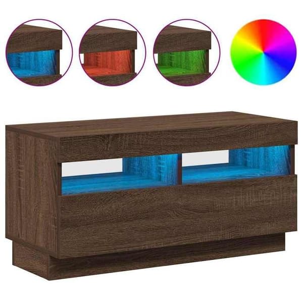 Maison Exclusive - TV-møbel med LED-lys, brunt egetræ 80x35x40 cm