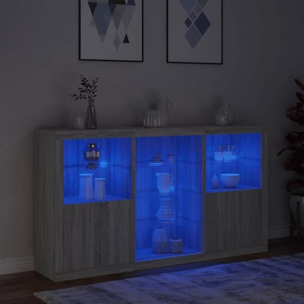 Maison Exclusive - Buffet med LED-lys sonoma grå 181,5x37x100 cm