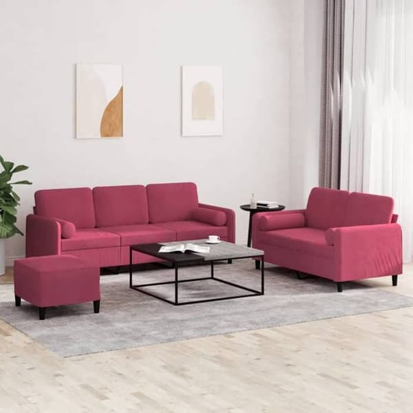 Maison Exclusive - Sæt af 3 sofaer med bordeaux velour puder