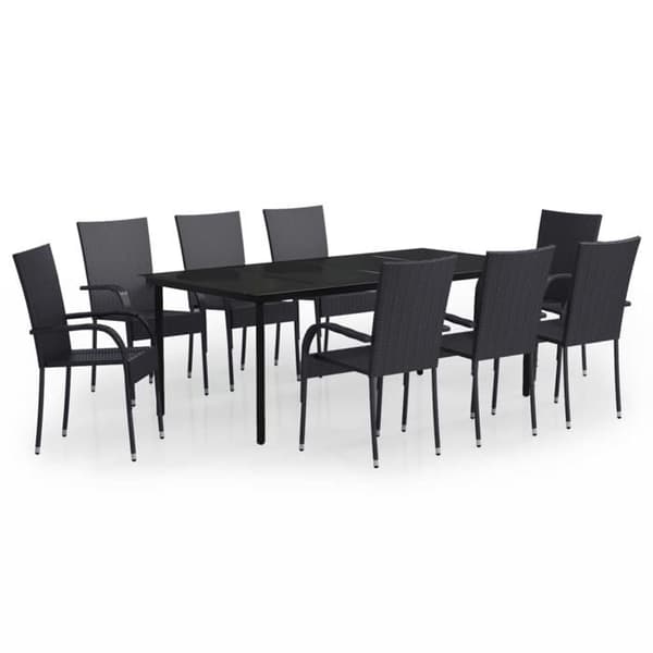 Maison Exclusive - Have spisebordssæt 9 dele Sort
