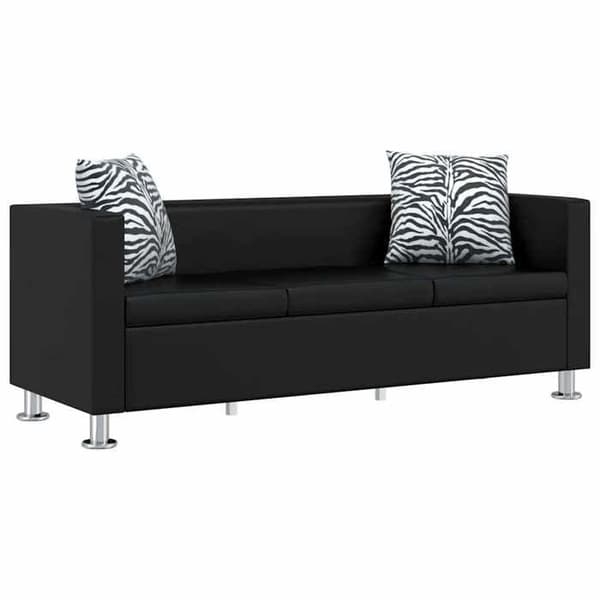 Maison Exclusive - Soffa 3-sits i svart konstläder Svart