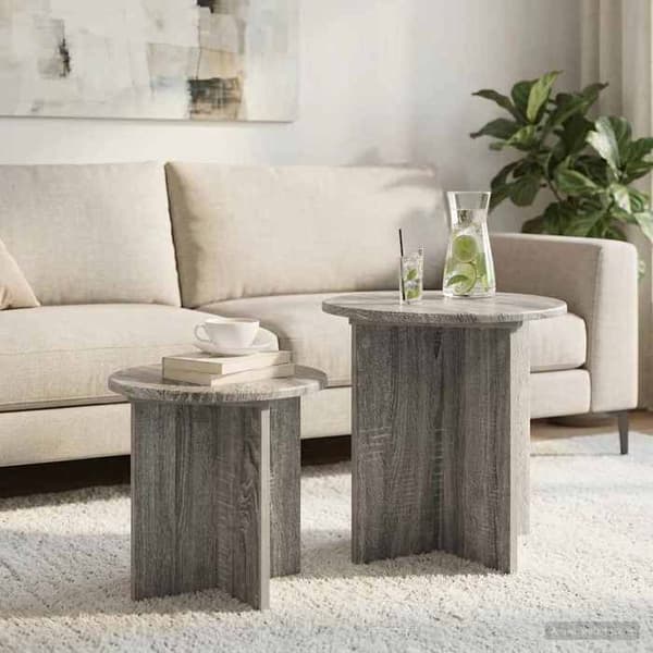Maison Exclusive - Sæt af 2 sideborde Sonoma grå Ø 45 x 45 cm Sonoma grå (ytbehandling i neutral 