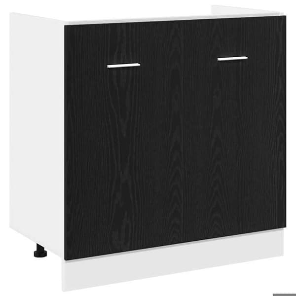 Underskab til vask - EKSKLUSIV HUS - Sort eg - 80x46x81,5 cm - Ingeniørtræ - Stor kapacitet, vægmontering