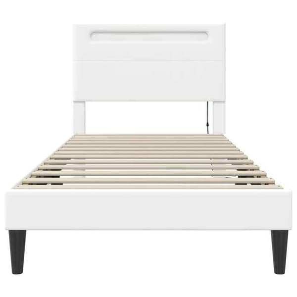 Sengestel - EKSKLUSIV HUS - 90 x 200 cm - Kunstlæder - Multifarvede LED-striber - Hvid Vit