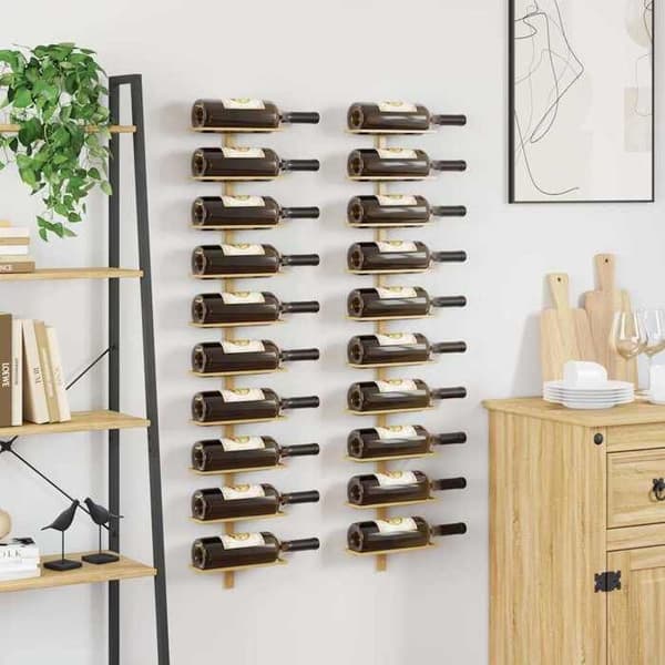 Maison Exclusive - Väggmonterad vinlåda för 10 flaskor 2 st Guld Metall