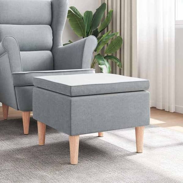 Maison Exclusive - Pall med ben i ljusgrått trä och tyg Ljusgrått
