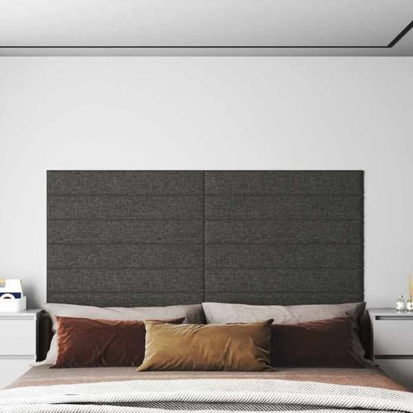 Maison Exclusive - Väggmonterad sänggavel 12 pc 90 x 15 cm Mörkgrå tyg