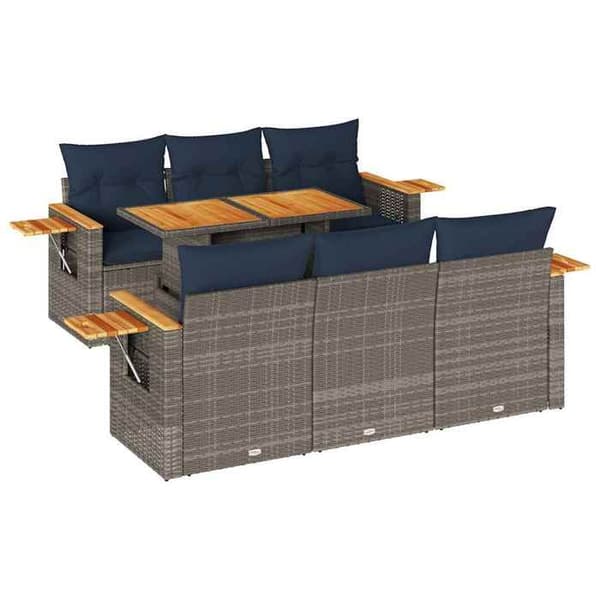 Maison Exclusive - Trädgårdsmöbler med kuddar 7 delar grå flätad resin