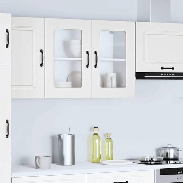 Maison Exclusive - Köksskåp med glasdörr Kalmar vit