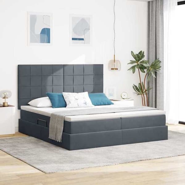 Maison Exclusive - Förvaringssäng med lagring Mörkgrå 200 x 200 cm Sammet Mörkgrå