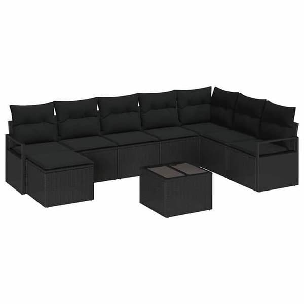 Lounge-soffor - MAISON EXCLUSIVE - Set 9 delar - Svart - Vävda polyrotin - Modulär Svart