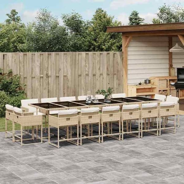 Maison Exclusive - Puutarhakalusteryhmä ja tyynyt 17 kpl beige