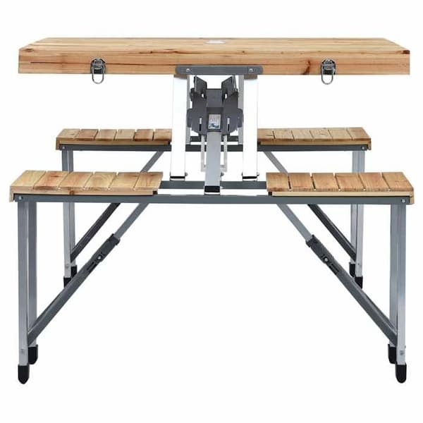 Fällbart campingbord - EXKLUSIV HEM - Med 4 stolar - Fällbar & bärbar - Tallskiva - Stål/aluminiumram