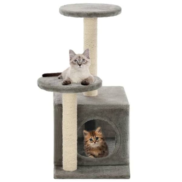 Kattträd - Exklusivt hus - Sisal klösträningar - 60 cm - Grå grå