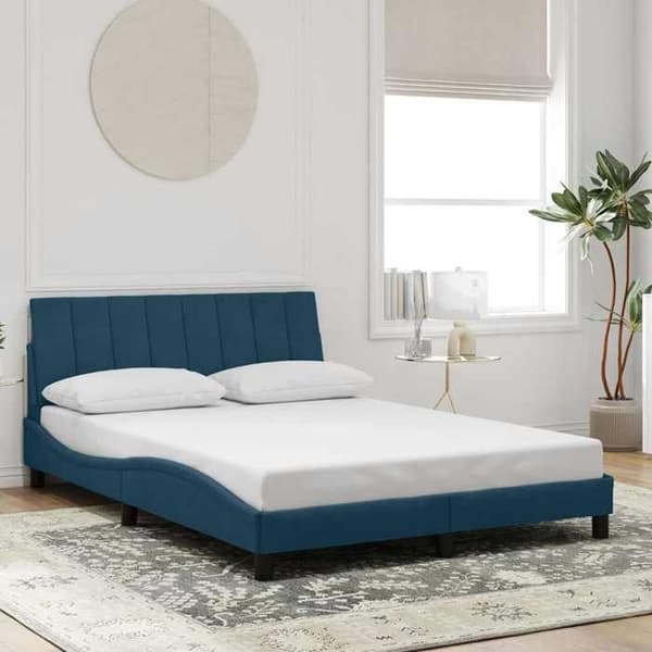 Maison Exclusive - Sängram med LED utan madrass Hanko blå 120x200 cm sammet