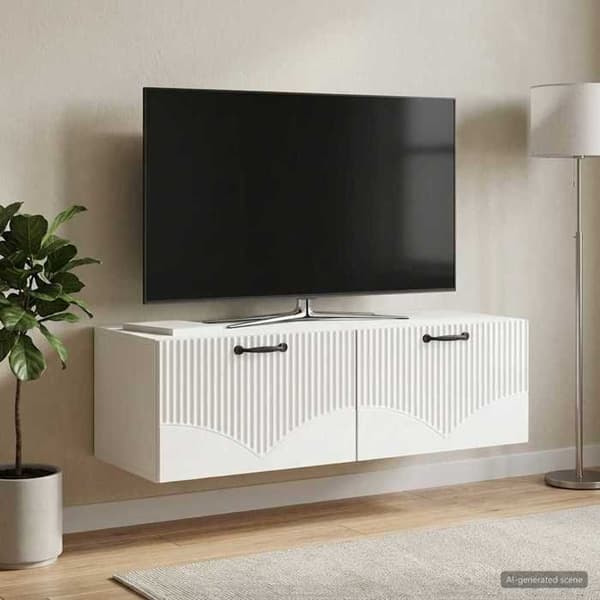 Maison Exclusive - Väggmonterad TV-möbel Väggmontering Vit glans 98 x 41 x 30 cm