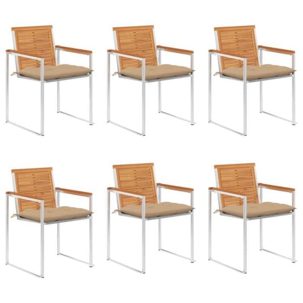 Maison Exclusive - Trädgårdsstolar set om 6 med kuddar i solid akaciaträ