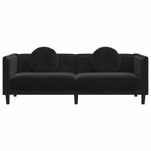 Maison Exclusive - Musta samettinen 3-paikkainen sohva tyynyillä