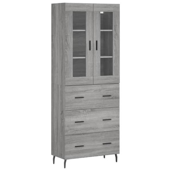 Maison Exclusive - Buffé hög Sonoma grå 69,5x34x180 cm Ingenjörsträ