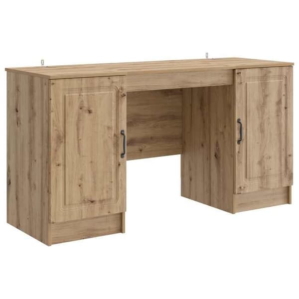 Maison Exclusive - Håndlavet egetræskontor 142,5 x 50 x 75 cm Ingeniørtræ
