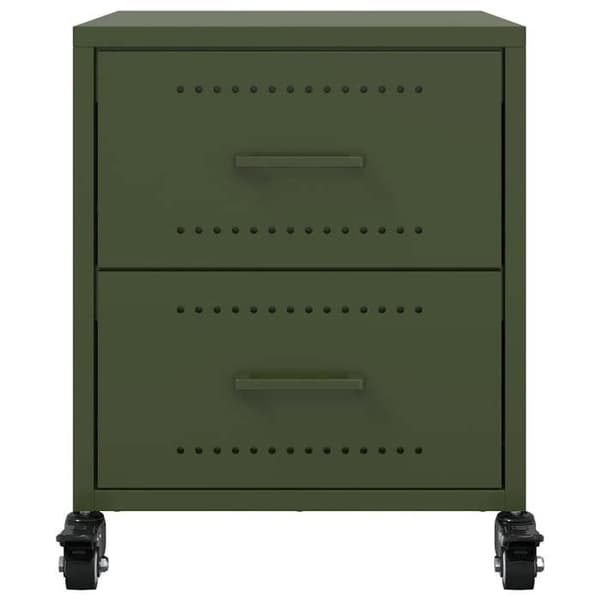 Maison Exclusive - Sängbord 2 st olivgrön 36x39x43,5 cm stål