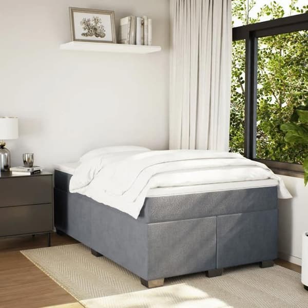 Maison Exclusive - Sängbotten med ribbor och mörkgrå madrass 120x200cm Sammet