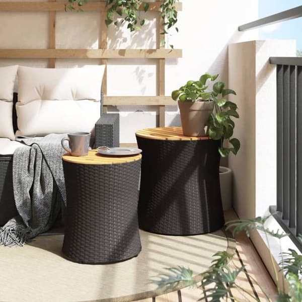 Maison Exclusive - Haveborde 2 stk med sort træ poly rattan