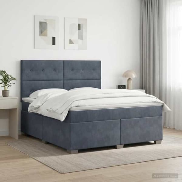 Maison Exclusive - Boxspring säng med madrass Mörkgrå 140 x 200 cm Sammet Mörkgrå