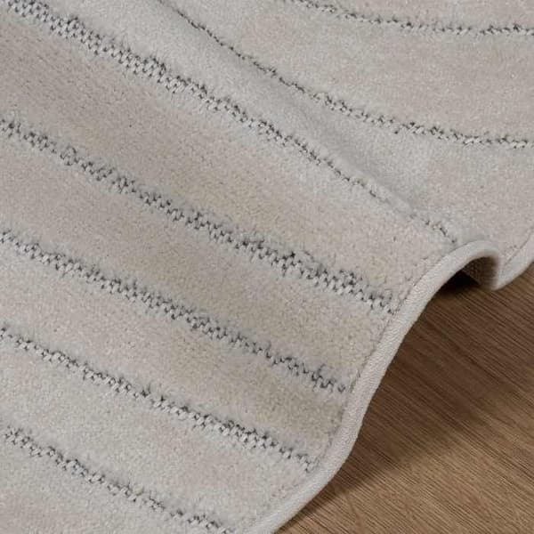 Pyöreä matto - MAISON EXCLUSIVE - PALMERAS - Ø 200 cm - Kermansävy - Polyesteri, liukumaton tausta Grädde