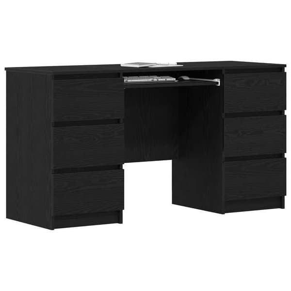 Maison Exclusive - Kontor Sort egetræ Ingeniørtræ 140 x 50 x 76 cm svart ek