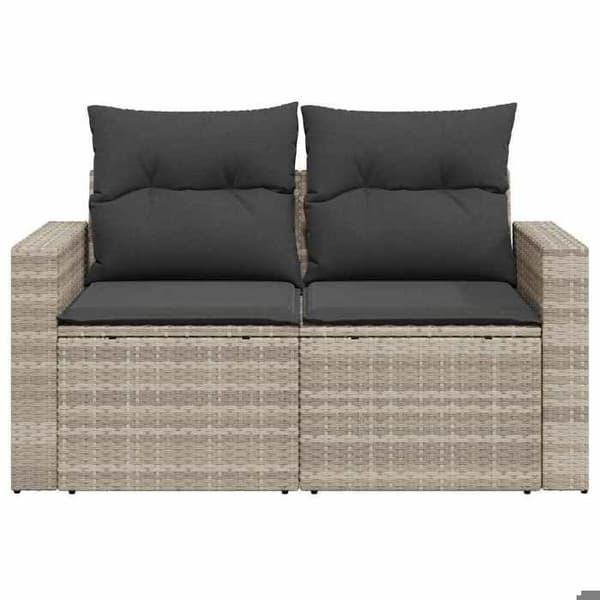 Maison Exclusive - 2-sits trädgårdssoffa med ljusgrå kuddar i flätad resin Ljusgrått