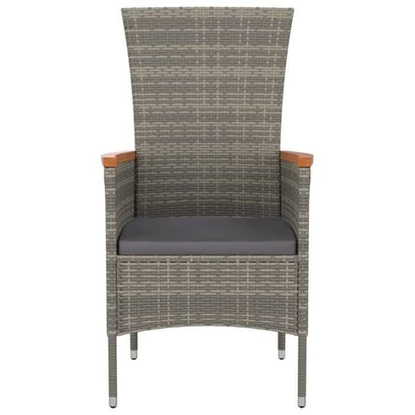 Maison Exclusive - Trädgårdsstolar med kuddar, set om 2, flätad resin, grå Grå