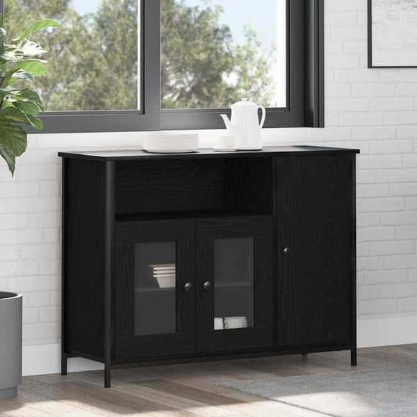 Maison Exclusive - Buffé Ek svart 100 x 35 x 75 cm svart ek