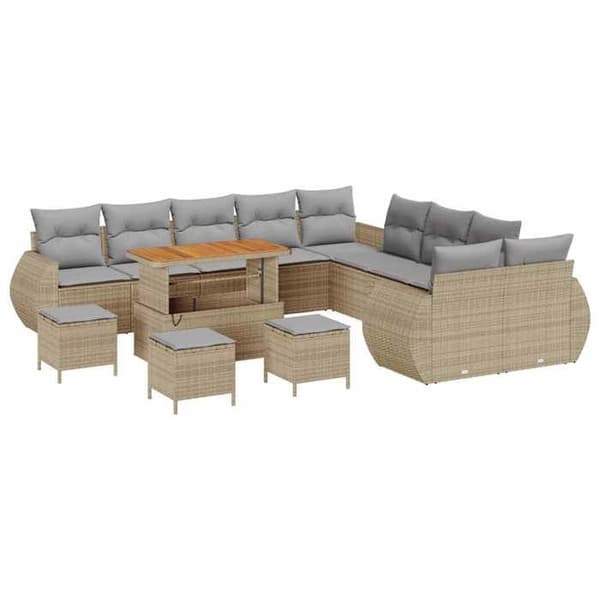 Maison Exclusive - 14 hengen beige ja vaaleanharmaa puutarhakalustesarja 14 kpl Ej specificerat