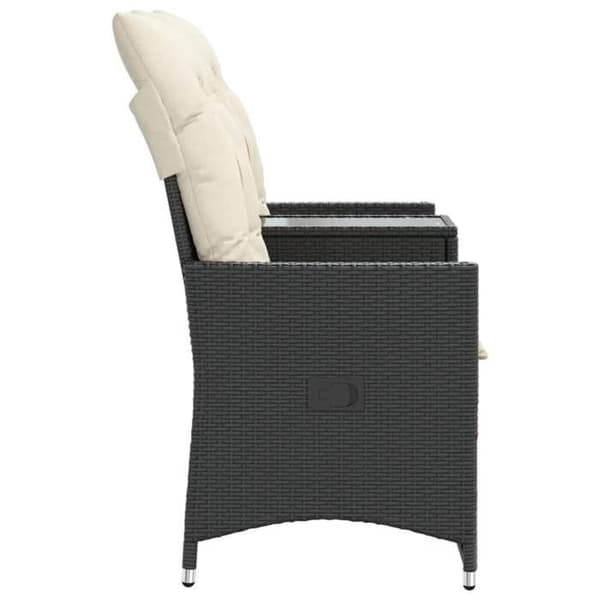 Havemøbel - EKSKLUSIVT HUS - Justerbart - 2 pladser - Sort poly rattan - Indbygget midterbord Svart