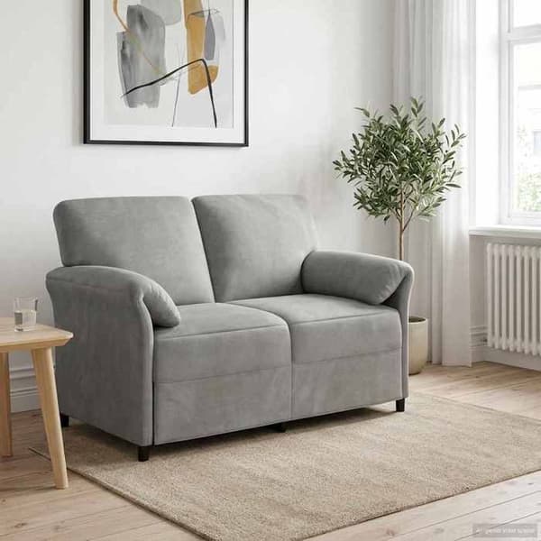 Sofa - EKSKLUSIV HUS - Symmetrisk - Lys grå velour - 2 pladser - Solid metalramme Ljusgrått