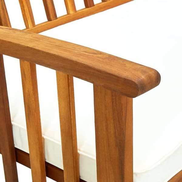 Maison Exclusive - Bænk til haven med pude 119 cm Solid akacietræ Krämvit (kudde)