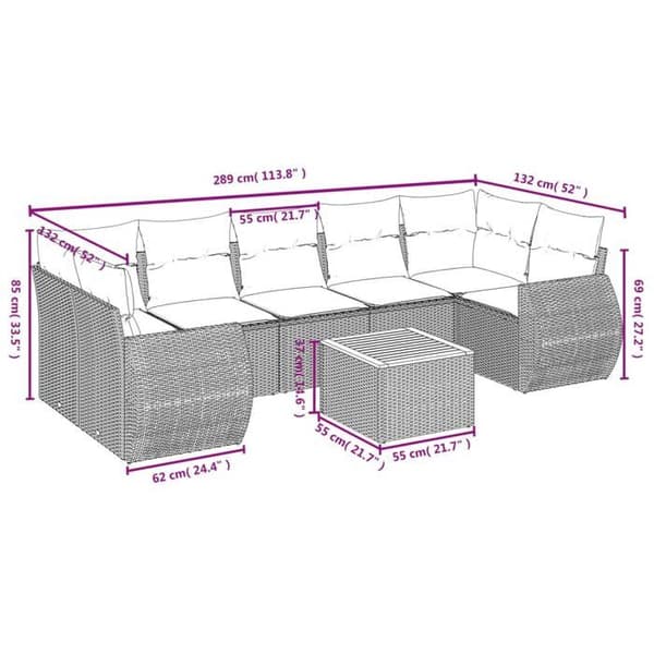 Maison Exclusive - Trädgårdsmöbler 8 delar med grå kuddar i flätad plast