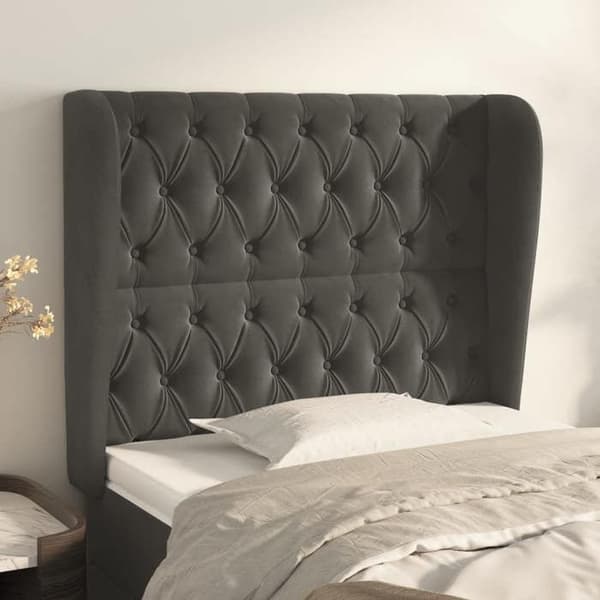 Maison Exclusive - Päätylevy korvilla Tummanharmaa 93x23x118/128 cm Sametti Mörkgrå