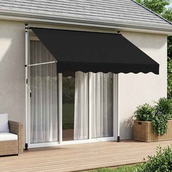 Maison Exclusive - Manuel udtrækkelig markise Sort 350 cm
