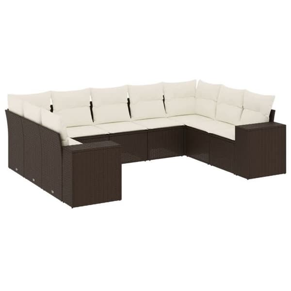 Maison Exclusive - Trädgårdsmöbler med kuddar 9 delar brun flätad resin