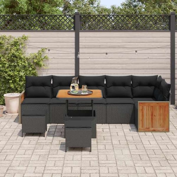 Maison Exclusive - 9 hengen puutarhakalustesarja 9 kpl Musta