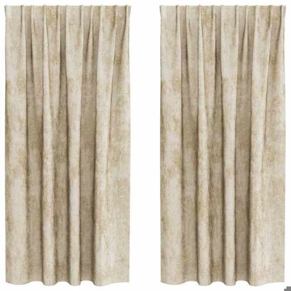 Maison Exclusive - Gardiner i sammet 2 st Kräm 175 x 140 cm Sammet Grädde