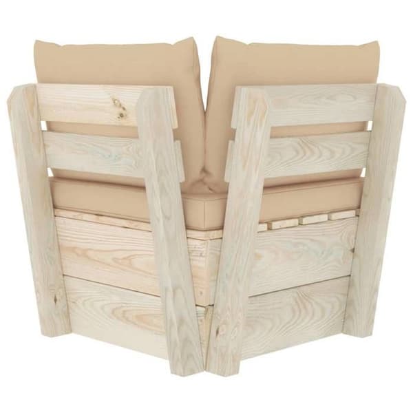 Hörnsoffa - EXKLUSIVT HEM - Palett - Impregnerad gran - Modulär - Kuddar 100% polyester - Beige