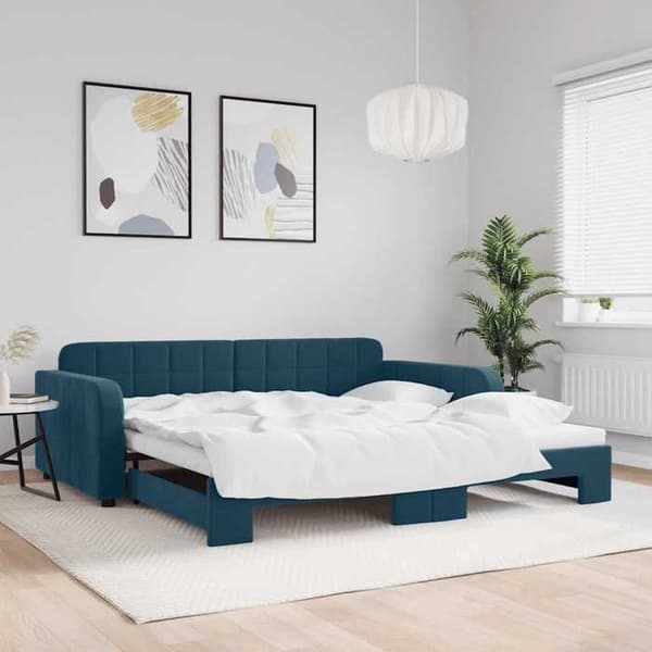 Maison Exclusive - Sovesofa med udtræk uden madras blå 100x200 cm