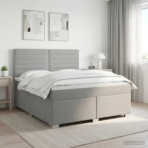 Maison Exclusive - Boxspring seng med madras Lys grå 140 x 190 cm Stof
