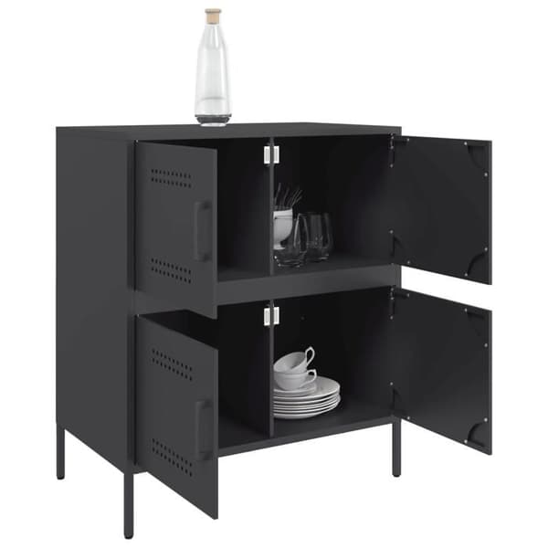 Maison Exclusive - Musta buffet 68x39x79 cm teräksestä