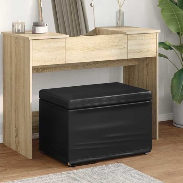 Taburet uden ryg - EKSKLUSIV HUS - 61 x 41 x 40 cm - Sort - Træ - Blød pude Svart