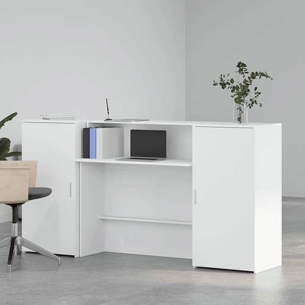 Maison Exclusive - Vit receptionsdisk 200x50x103,5 cm ingenjörsträ